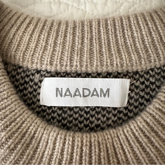 NAADAM Wool Cashmere Tiger Stripe Jacquard Crew Pullover Sweater Oatmeal Women’s - Picture 3 of 9